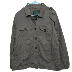 Maurices Womens Brown Military Field style Utility Jacket Button Front L Y2K NEW